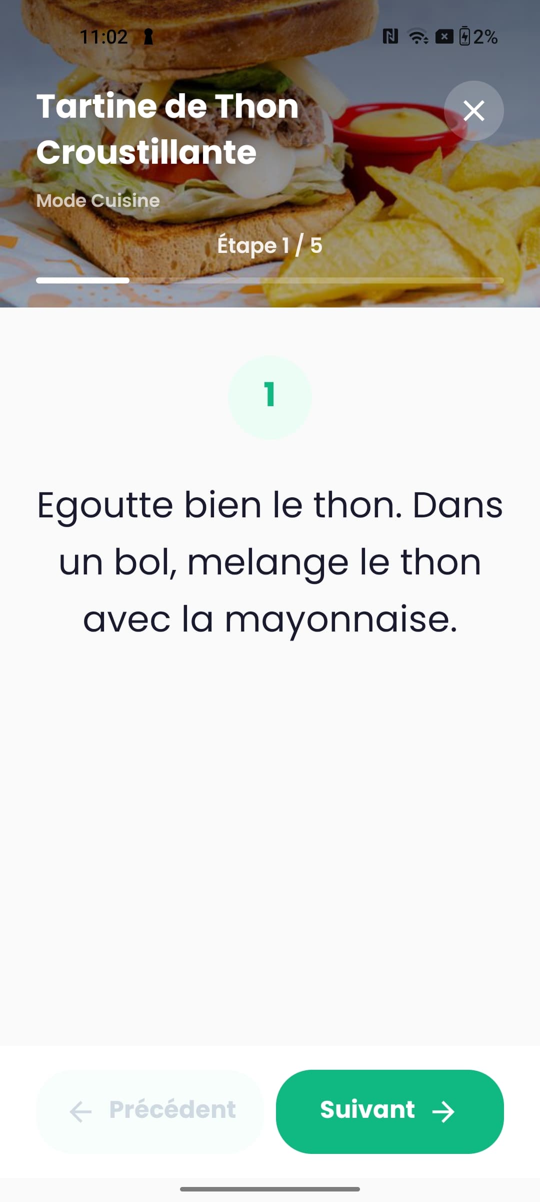 Mode cuisine - recette pas-à-pas