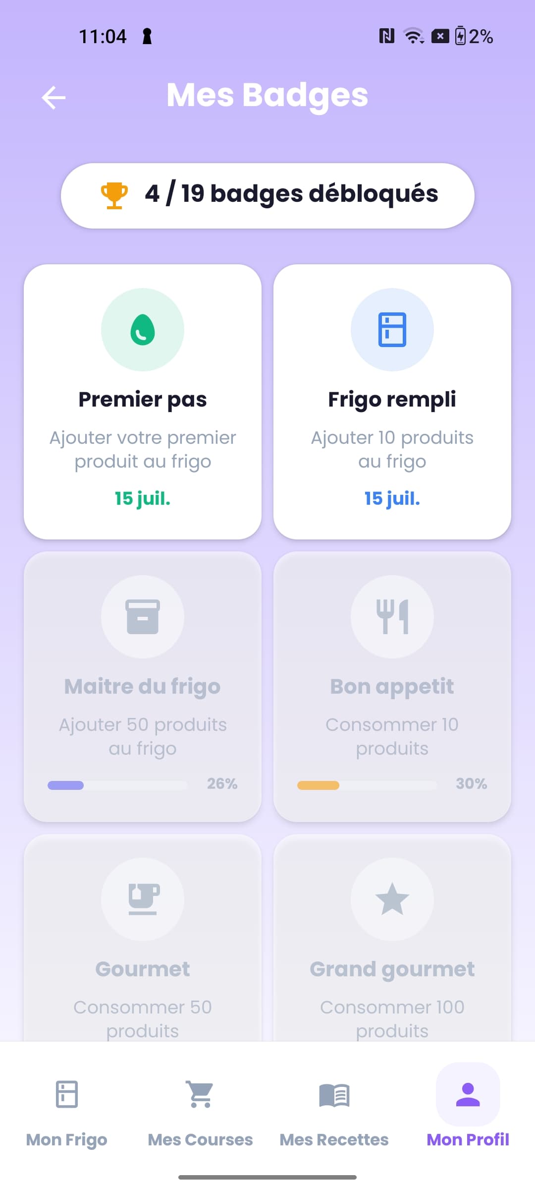 Mes Badges - 19 badges à débloquer