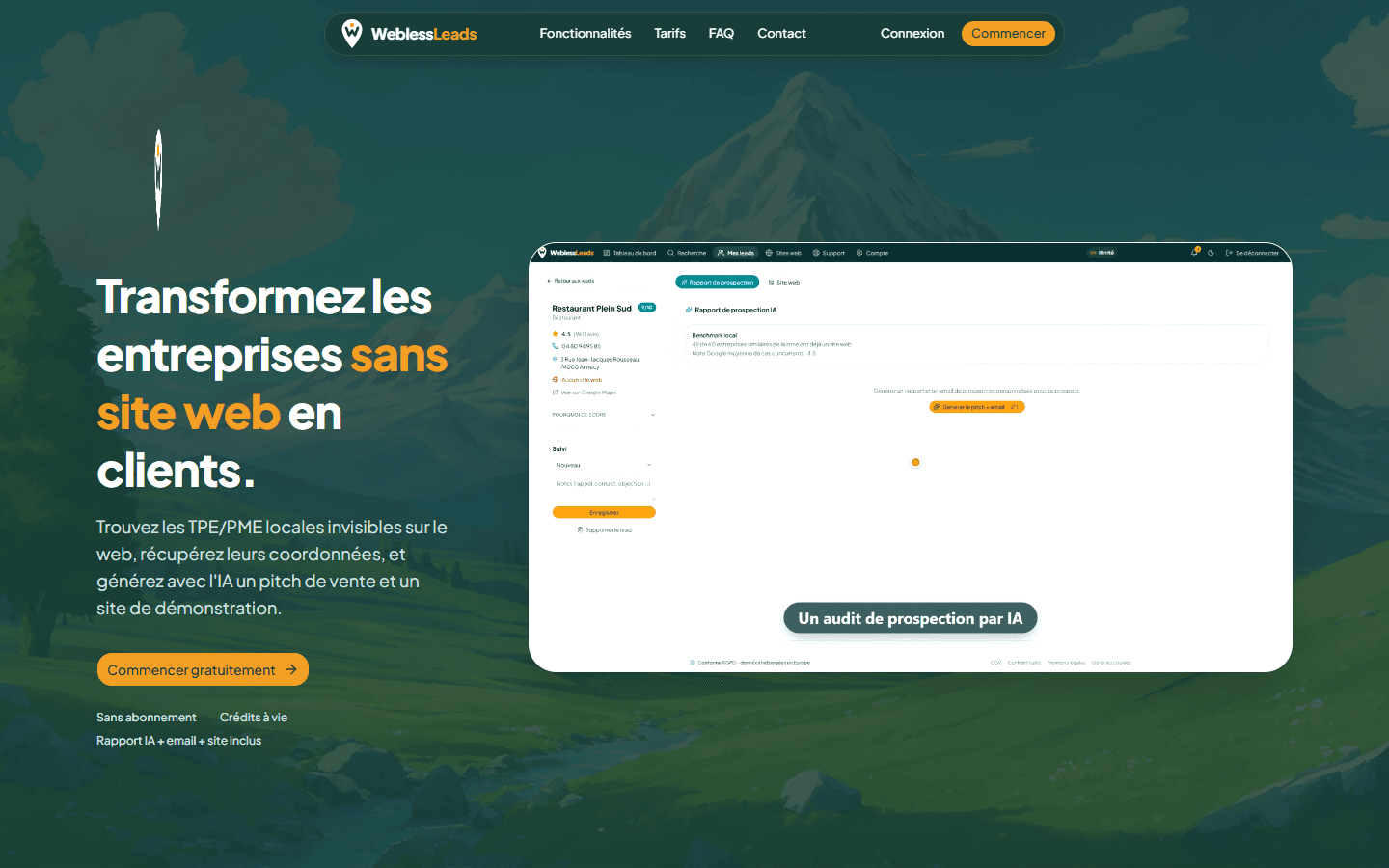 Landing page publique